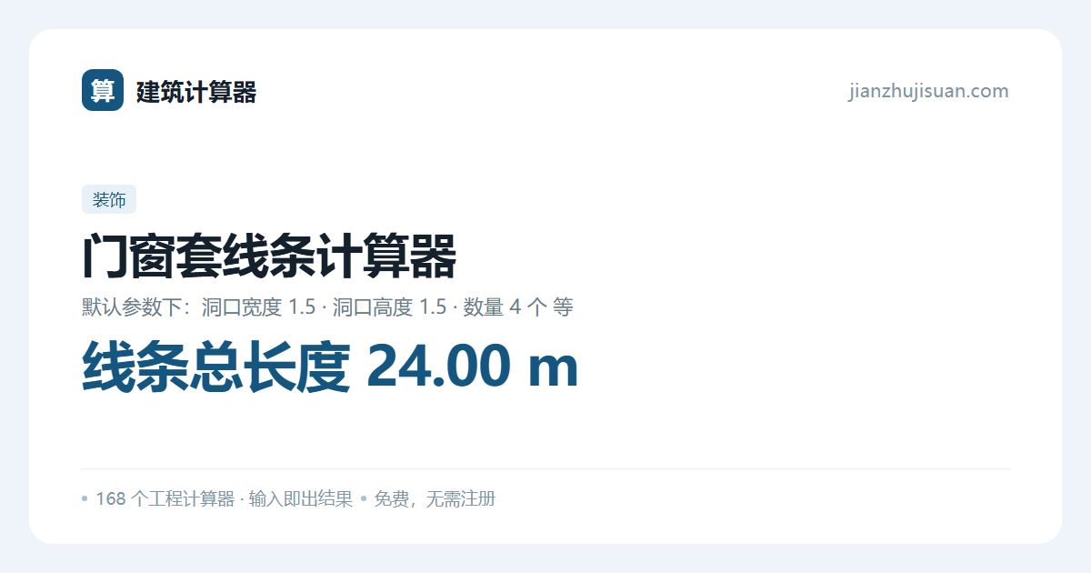 门窗套线条计算器:线条总长度 24.00 m